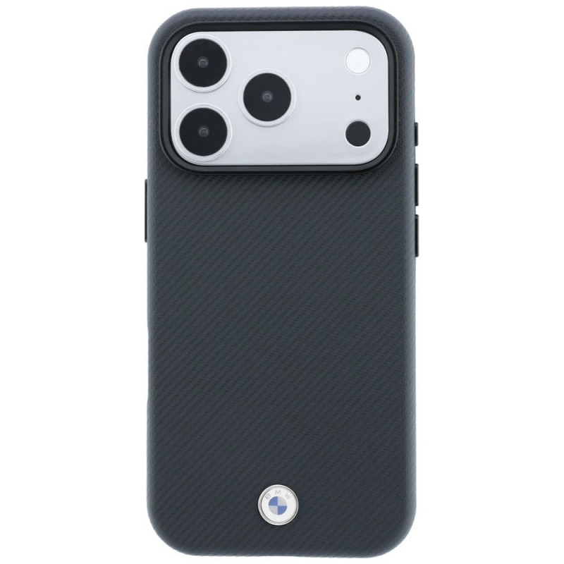 Custodia MagSafe BMW Kevlar Metal Logo per Apple iPhone 18 Pro / 17 Pro, antracite