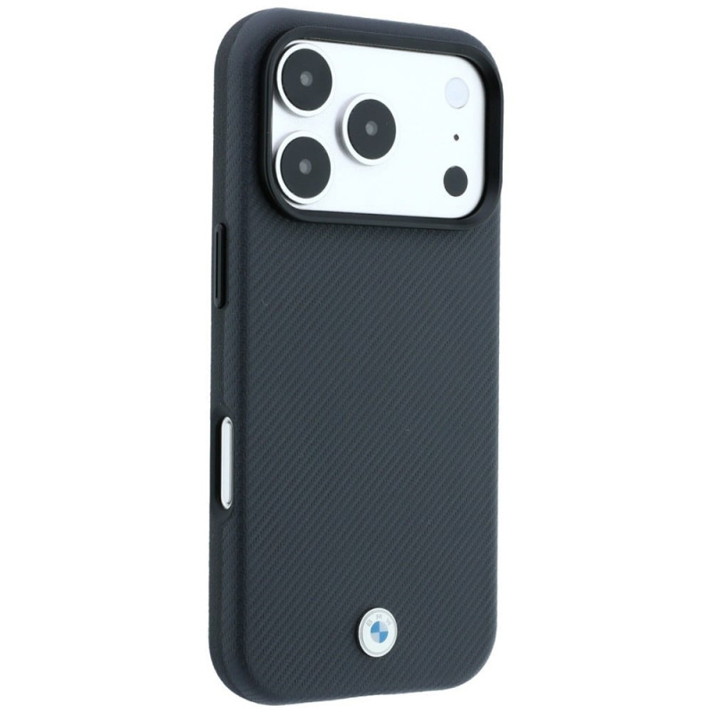 Custodia MagSafe BMW Kevlar Metal Logo per Apple iPhone 18 Pro / 17 Pro, antracite