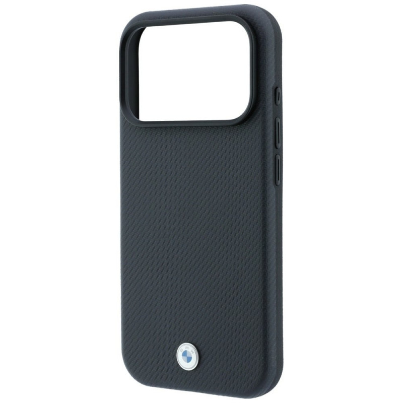 Custodia MagSafe BMW Kevlar Metal Logo per Apple iPhone 18 Pro / 17 Pro, antracite