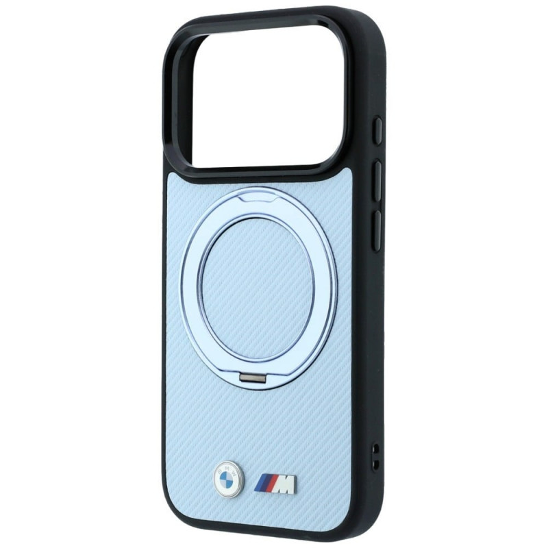 Custodia BMW Kevlar Ring Stand 360 MagSafe per Apple iPhone 18 Pro Max / 17 Pro Max, blu
