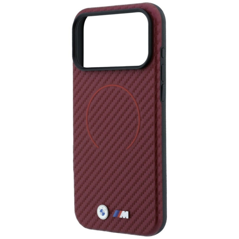 Custodia MagSafe BMW M Carbon Printed Ring per Apple iPhone 18 Pro / 17 Pro, bordeaux