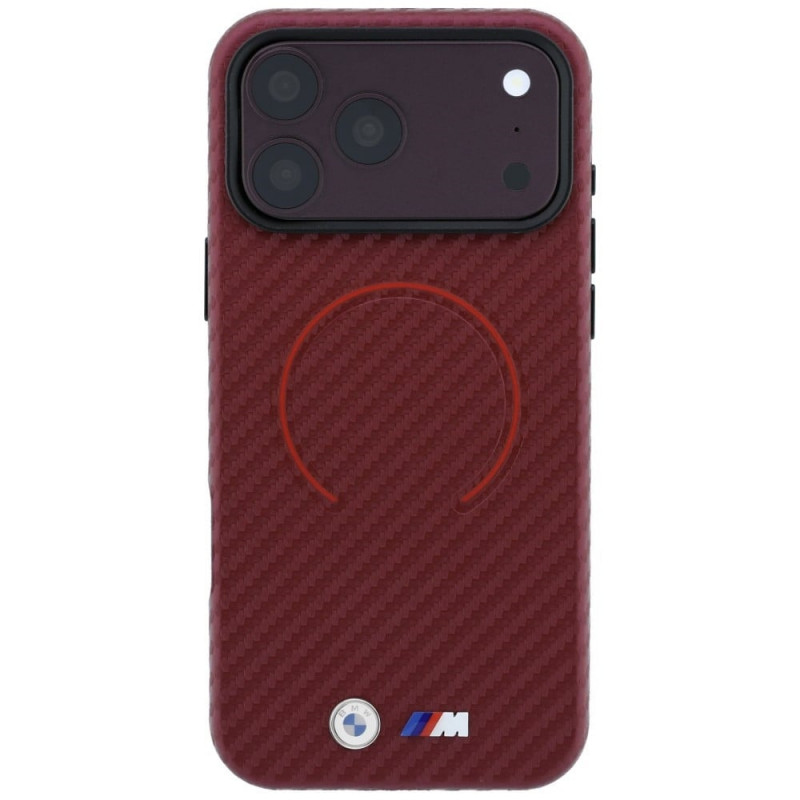 Custodia MagSafe BMW M Carbon Printed Ring per Apple iPhone 18 Pro Max / 17 Pro Max, rossa