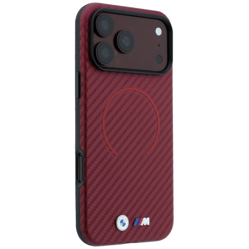Custodia MagSafe BMW M Carbon Printed Ring per Apple iPhone 18 Pro Max / 17 Pro Max, rossa