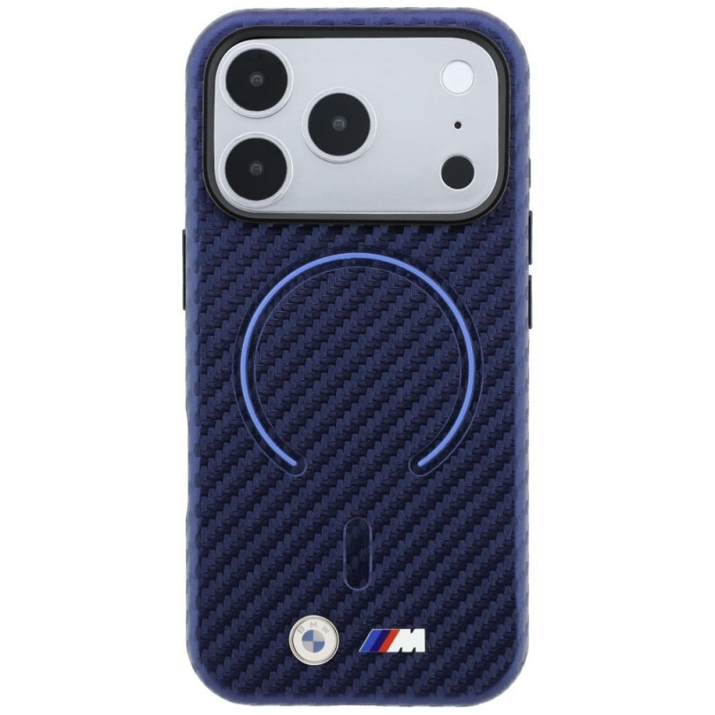 Custodia MagSafe BMW M Carbon Printed Ring per Apple iPhone 18 Pro / 17 Pro, blu navy