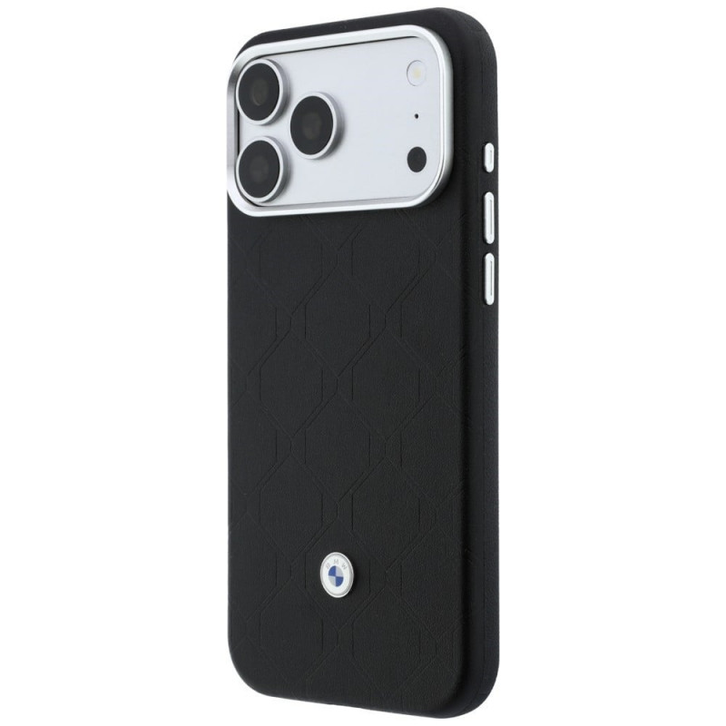 Set custodia e portafoglio BMW Quilted Pattern Metal Logo per Apple iPhone 18 Pro / 17 Pro, nero