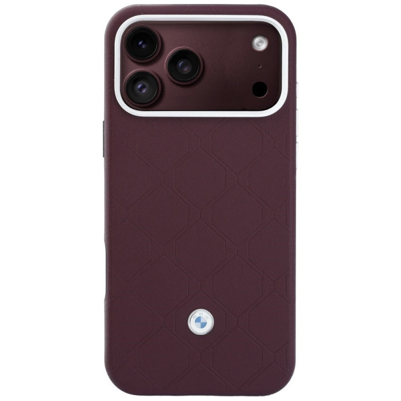 Set custodia e portafoglio BMW Quilted Pattern Metal Logo per Apple iPhone 18 Pro / 17 Pro, bordeaux