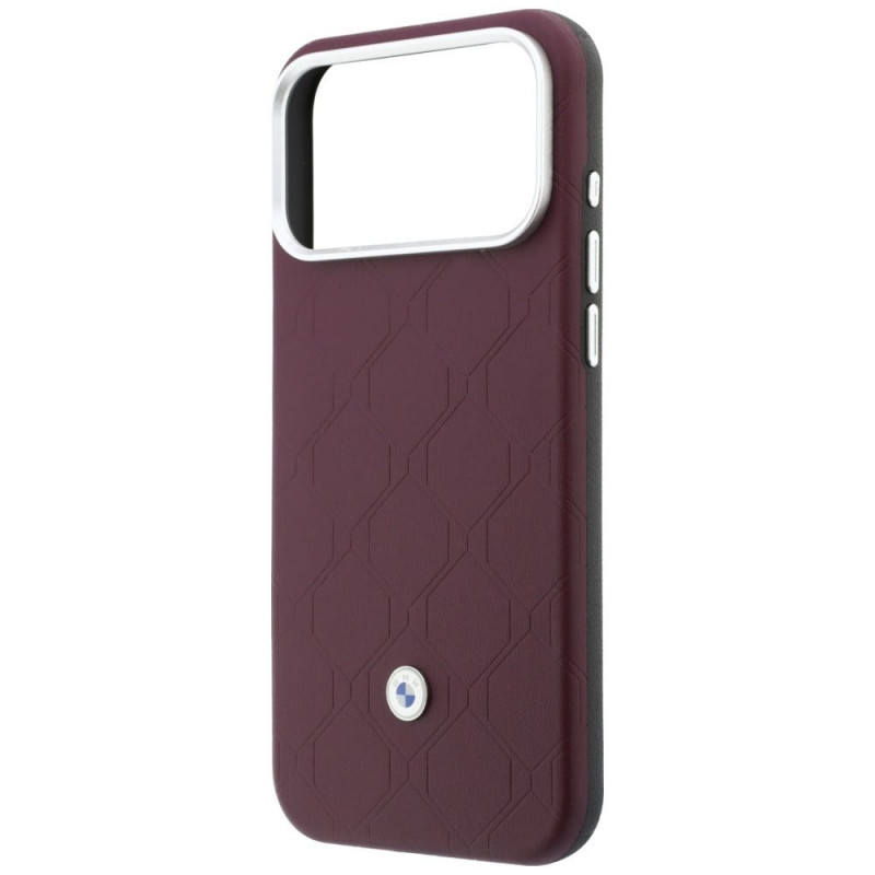 Set custodia e portafoglio BMW Quilted Pattern Metal Logo per Apple iPhone 18 Pro / 17 Pro, bordeaux