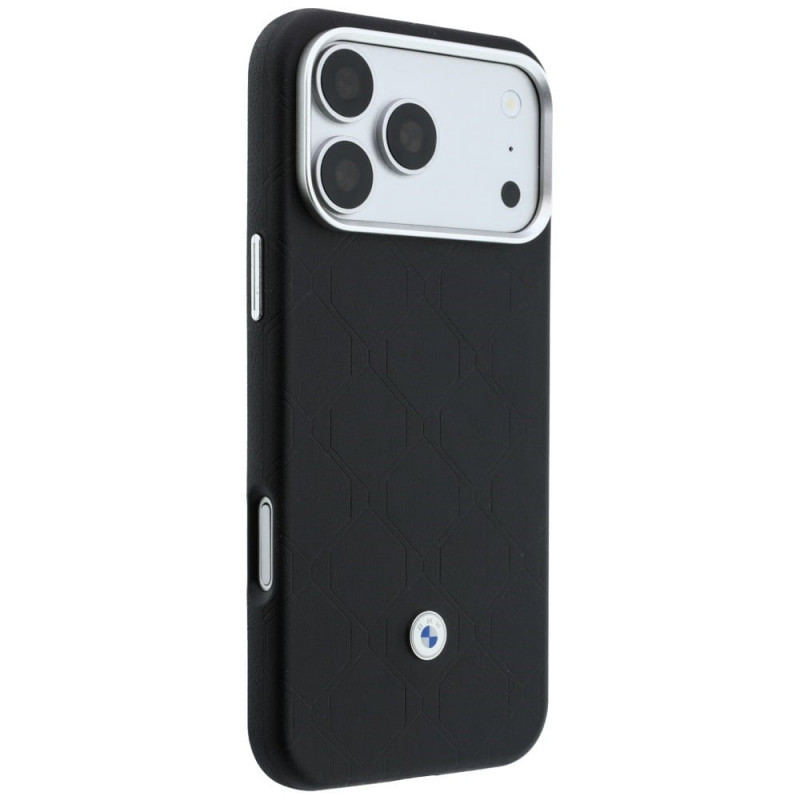 Set custodia e portafoglio BMW Quilted Pattern Metal Logo per Apple iPhone 18 Pro Max / 17 Pro Max, nero