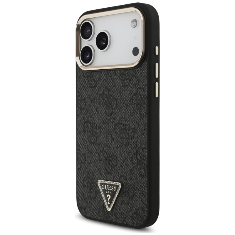 Custodia MagSafe Guess 4G Triangle Logo per Apple iPhone 18 Pro Max / 17 Pro Max, nero oro