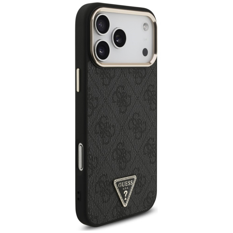 Custodia MagSafe Guess 4G Triangle Logo per Apple iPhone 18 Pro Max / 17 Pro Max, nero oro