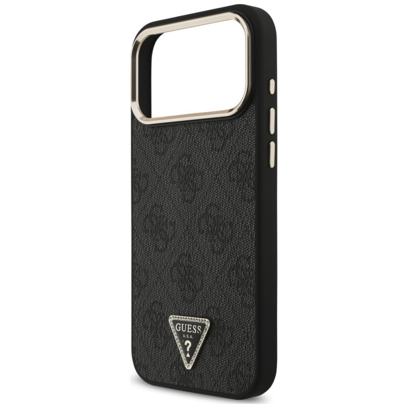 Custodia MagSafe Guess 4G Triangle Logo per Apple iPhone 18 Pro Max / 17 Pro Max, nero oro