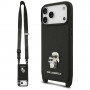 Custodia con tracolla Karl Lagerfeld Saffiano Karl&Choupette Metal Pin CBDY per Apple iPhone 18 Pro / 17 Pro, nera
