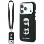 Custodia Karl Lagerfeld Saffiano Karl&Choupette Heads Pins Strap Logo per Apple iPhone 18 Pro / 17 Pro, nera