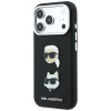 Custodia Karl Lagerfeld Saffiano Karl&Choupette Heads Pins Strap Logo per Apple iPhone 18 Pro / 17 Pro, nera