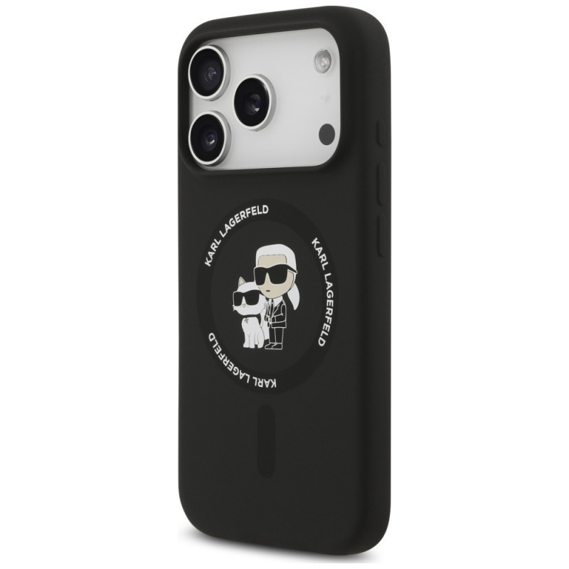 Custodia in silicone Karl&Choupette Ring MagSafe Karl Lagerfeld per Apple iPhone 18 Pro Max / 17 Pro Max, nera