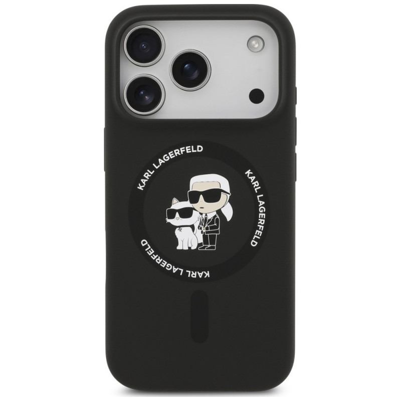 Custodia in silicone Karl&Choupette Ring MagSafe Karl Lagerfeld per Apple iPhone 18 Pro Max / 17 Pro Max, nera