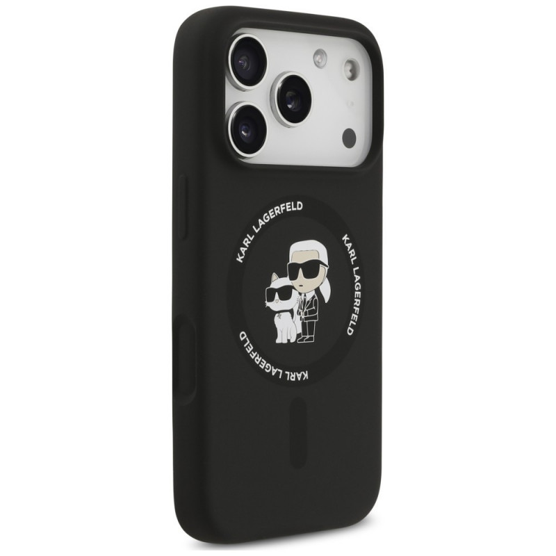 Custodia in silicone Karl&Choupette Ring MagSafe Karl Lagerfeld per Apple iPhone 18 Pro Max / 17 Pro Max, nera