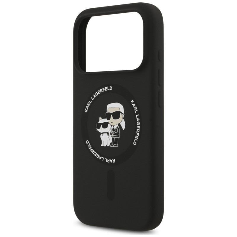Custodia in silicone Karl&Choupette Ring MagSafe Karl Lagerfeld per Apple iPhone 18 Pro Max / 17 Pro Max, nera