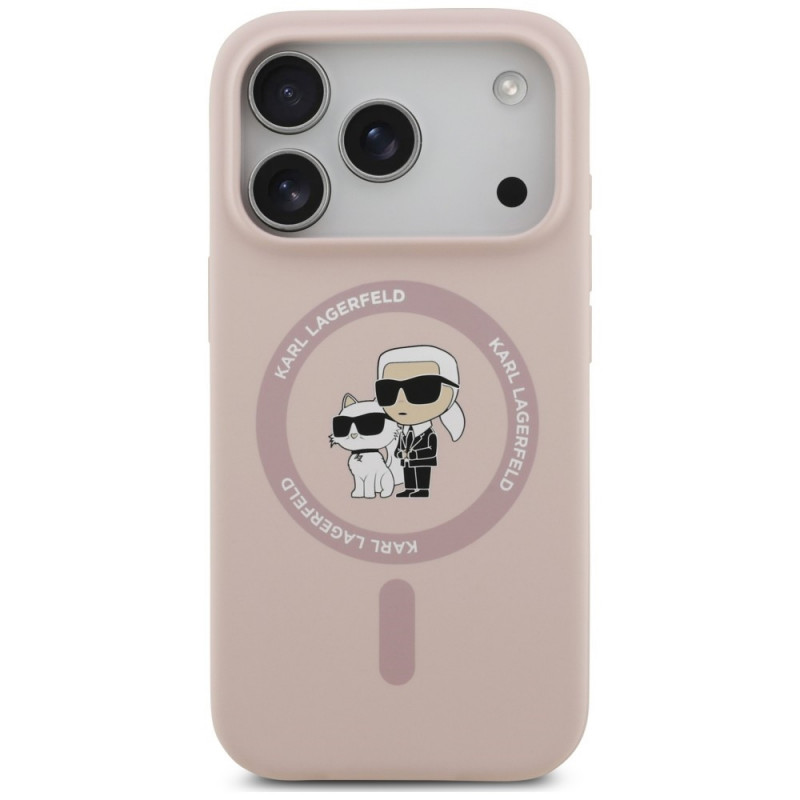 Custodia in silicone Karl&Choupette Ring MagSafe Karl Lagerfeld per Apple iPhone 18 Pro / 17 Pro, nera