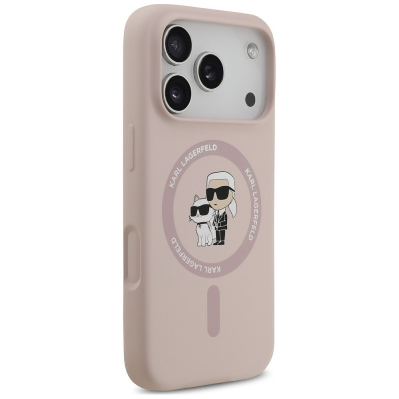 Custodia in silicone Karl&Choupette Ring MagSafe Karl Lagerfeld per Apple iPhone 18 Pro / 17 Pro, nera