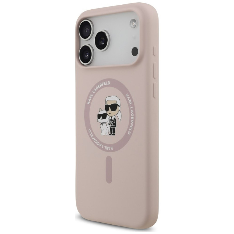 Custodia in silicone Karl&Choupette Ring MagSafe Karl Lagerfeld per Apple iPhone 18 Pro Max / 17 Pro Max, rosa