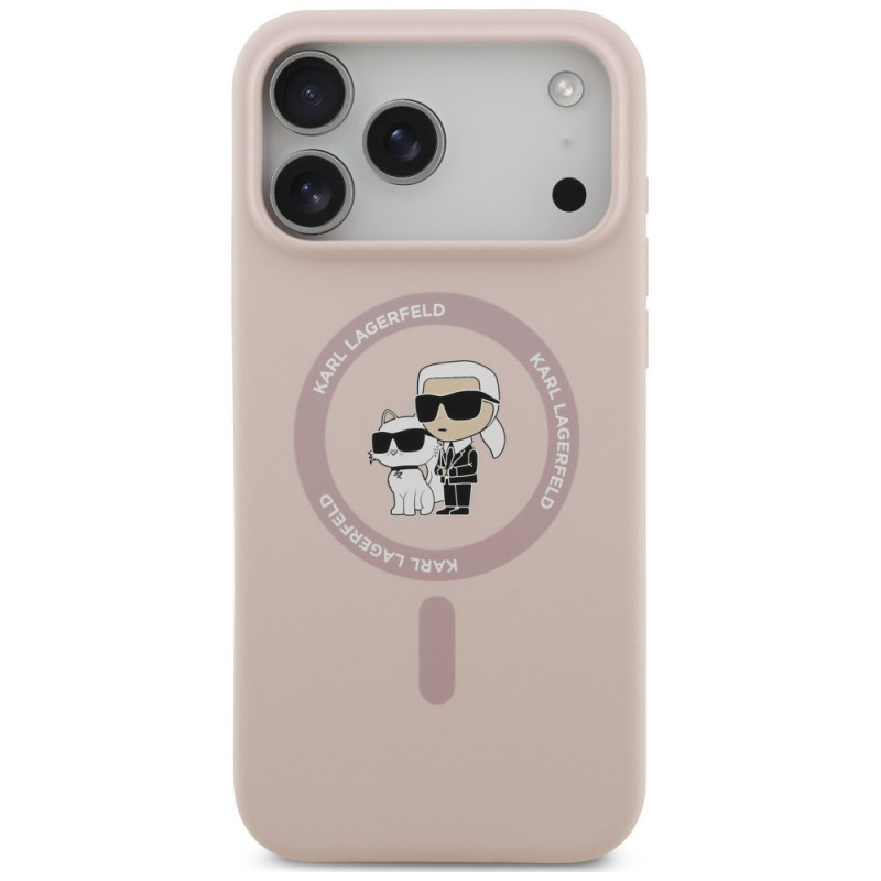 Custodia in silicone Karl&Choupette Ring MagSafe Karl Lagerfeld per Apple iPhone 18 Pro Max / 17 Pro Max, rosa