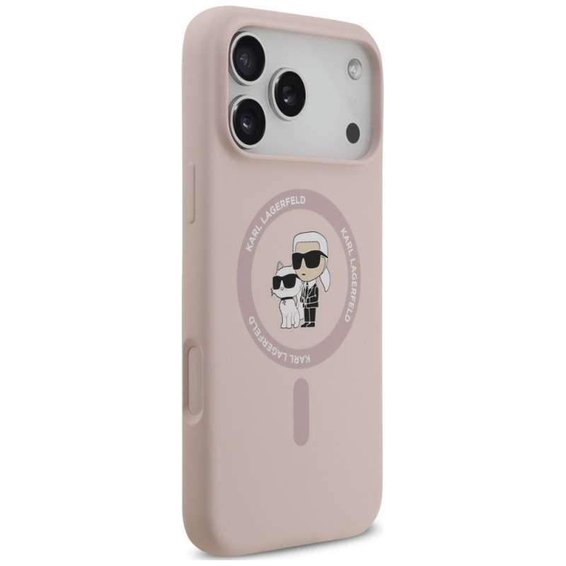 Custodia in silicone Karl&Choupette Ring MagSafe Karl Lagerfeld per Apple iPhone 18 Pro Max / 17 Pro Max, rosa
