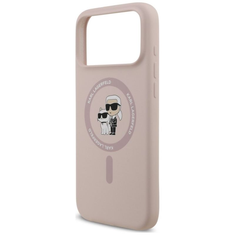 Custodia in silicone Karl&Choupette Ring MagSafe Karl Lagerfeld per Apple iPhone 18 Pro Max / 17 Pro Max, rosa