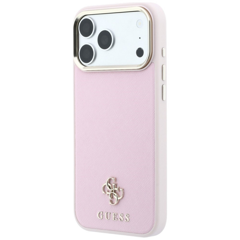 Custodia MagSafe Guess Saffiano Small 4G & Classic Logo per Apple iPhone 18 Pro / 17 Pro, rosa