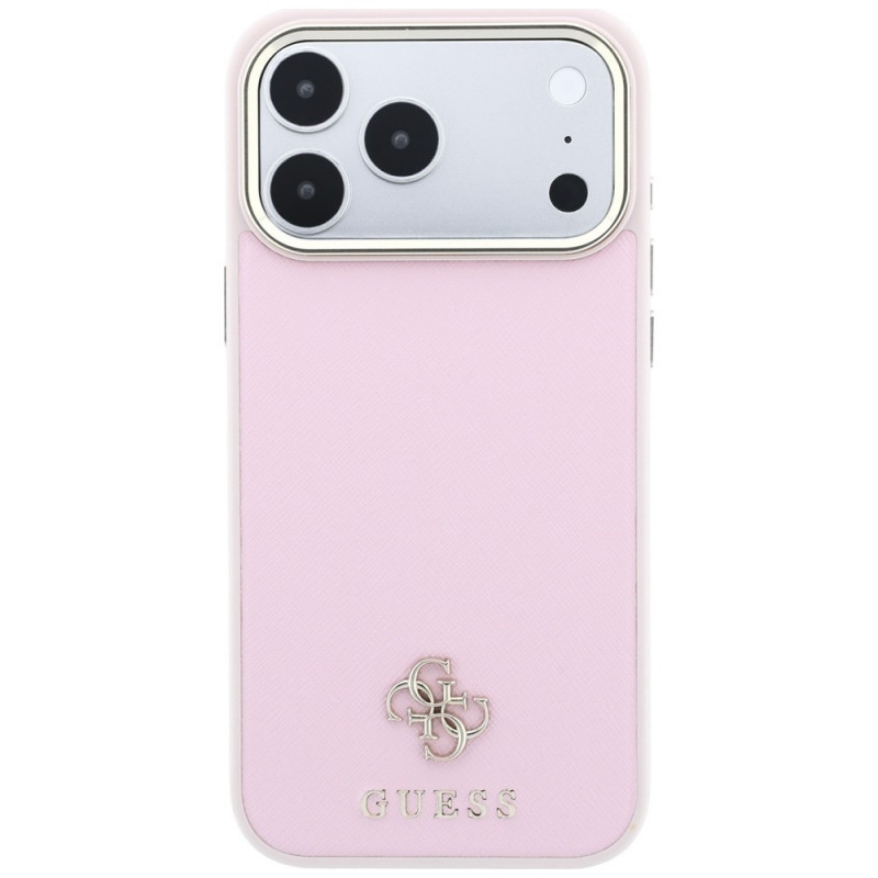Custodia MagSafe Guess Saffiano Small 4G & Classic Logo per Apple iPhone 18 Pro / 17 Pro, rosa