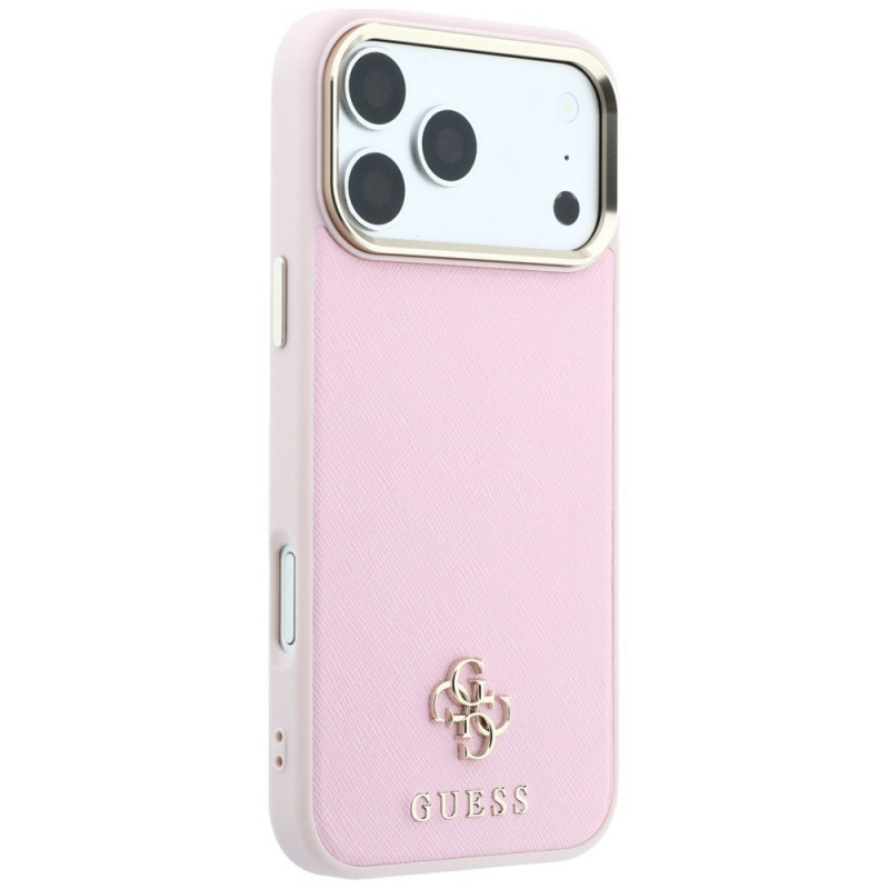 Custodia MagSafe Guess Saffiano Small 4G & Classic Logo per Apple iPhone 18 Pro / 17 Pro, rosa