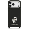 Custodia con tracolla Karl Lagerfeld Saffiano Karl&Choupette Metal Pin CBDY per Apple iPhone 18 Pro Max / 17 Pro Max, nera