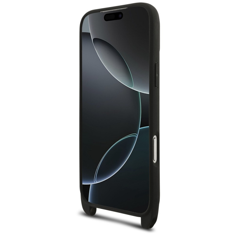 Custodia con tracolla Karl Lagerfeld Saffiano Karl&Choupette Metal Pin CBDY per Apple iPhone 18 Pro Max / 17 Pro Max, nera