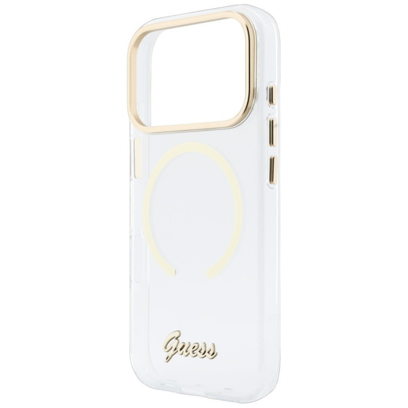 Custodia Guess IML Script Metal MagSafe per Apple iPhone 18 Pro Max / 17 Pro Max, trasparente