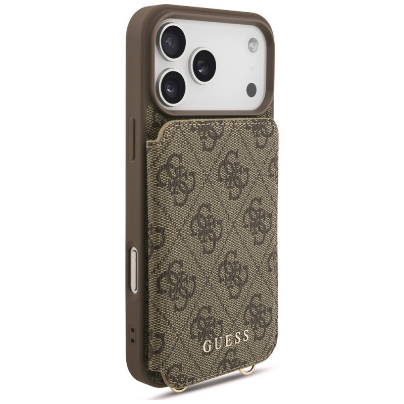 Custodia crossbody Guess 4G Cardslots & Magnetic Closure per Apple iPhone 18 Pro / 17 Pro, marrone