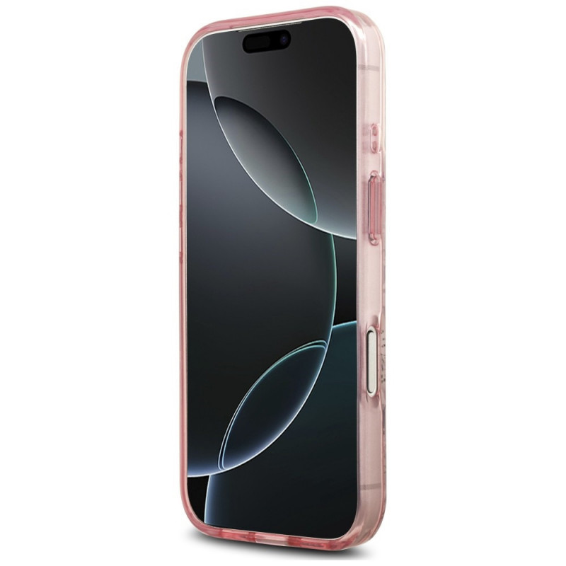 Custodia MagSafe Guess IML Flower & Tonal Circle per Apple iPhone 18 Pro Max / 17 Pro Max, rosa