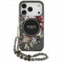 Custodia MagSafe Guess IML Flowers Pearl Strap per Apple iPhone 18 Pro / 17 Pro, nera