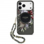 Custodia MagSafe Guess IML Flowers Pearl Strap per Apple iPhone 18 Pro Max / 17 Pro Max, nera