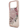 Custodia MagSafe Guess IML Flowers Pearl Strap per Apple iPhone 18 Pro / 17 Pro, rosa