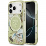 Custodia MagSafe Guess IML Glitter Flowers Triangle per Apple iPhone 18 Pro Max / 17 Pro Max, verde