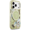 Custodia MagSafe Guess IML Glitter Flowers Triangle per Apple iPhone 18 Pro Max / 17 Pro Max, verde