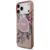 Custodia MagSafe Guess IML Flowers Pearl Strap per Apple iPhone 18 Pro Max / 17 Pro Max, rosa