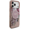 Custodia MagSafe Guess IML Flowers Pearl Strap per Apple iPhone 18 Pro Max / 17 Pro Max, rosa