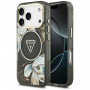 Custodia MagSafe Guess IML Glitter Flowers Triangle per Apple iPhone 18 Pro Max / 17 Pro Max, nera
