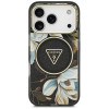 Custodia MagSafe Guess IML Glitter Flowers Triangle per Apple iPhone 18 Pro Max / 17 Pro Max, nera