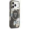 Custodia MagSafe Guess IML Glitter Flowers Triangle per Apple iPhone 18 Pro Max / 17 Pro Max, nera