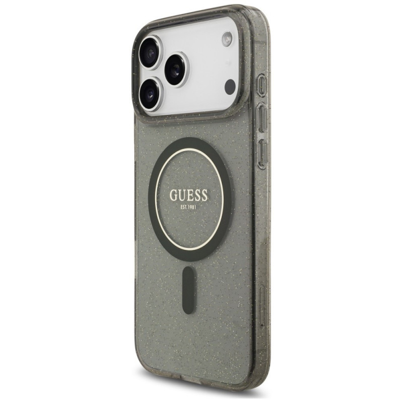 Custodia MagSafe Guess IML Glitter Pearl Strap per Apple iPhone 18 Pro Max / 17 Pro Max, nera