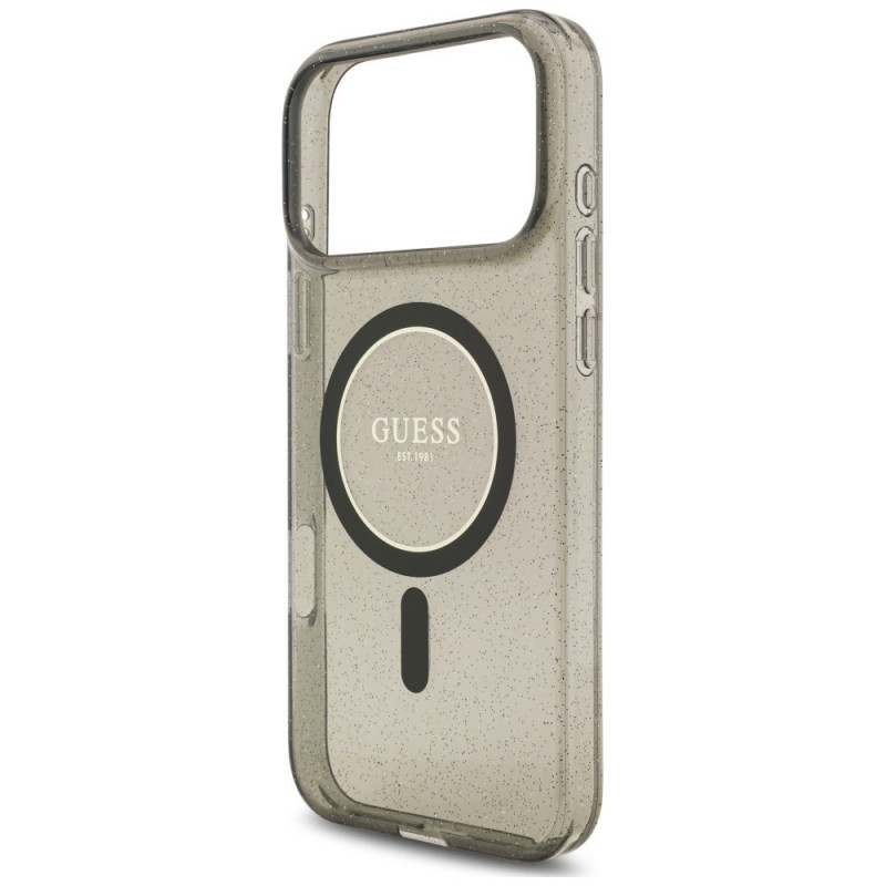 Custodia MagSafe Guess IML Glitter Pearl Strap per Apple iPhone 18 Pro Max / 17 Pro Max, nera