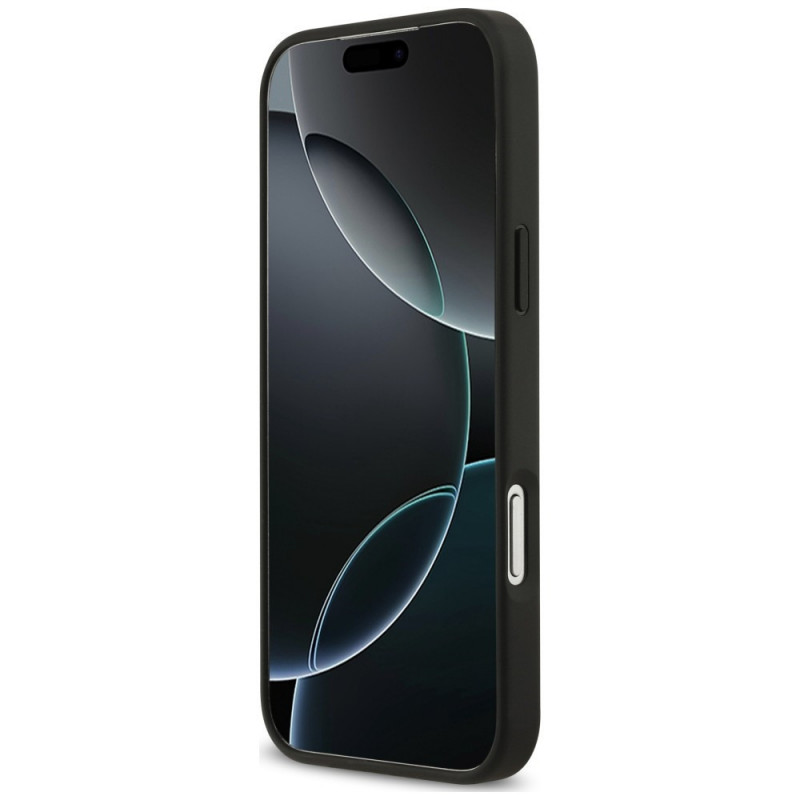 Custodia protettiva triangolare 4G Double Card Guess per Apple iPhone 18 Pro Max / 17 Pro Max, nera