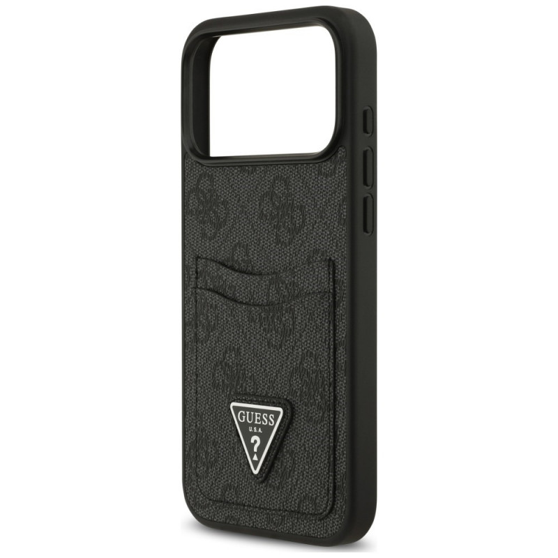 Custodia protettiva triangolare 4G Double Card Guess per Apple iPhone 18 Pro Max / 17 Pro Max, nera